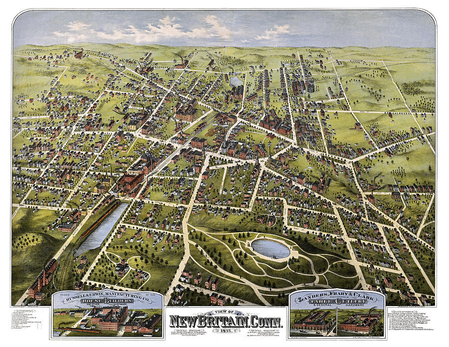 Antique Map of New Britain Connecticut 1875  Photograph by Phil Cardamone