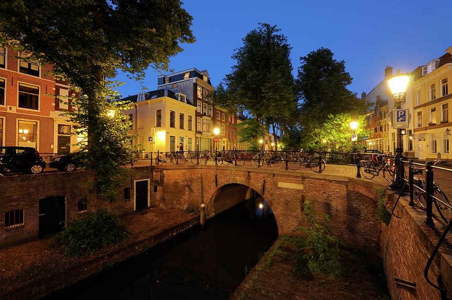 New Canal in Utrecht with Paulusbrug in the evening 105 Photograph by Merijn Van der Vliet