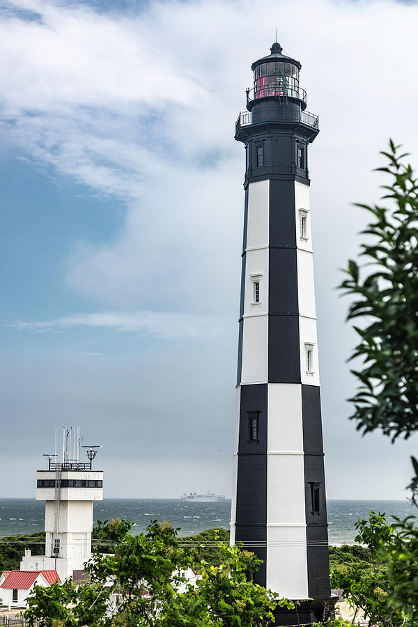 New Cape Henry Lighthouse and Ship Photograph by Jemmy Archer