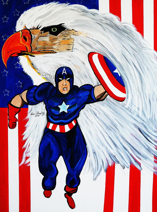  Captain America Painting by Nora Shepley