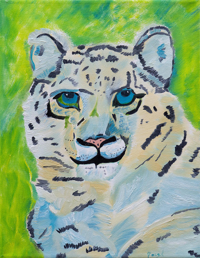 Eyes On You Snow Leopard Painting by Meryl Goudey