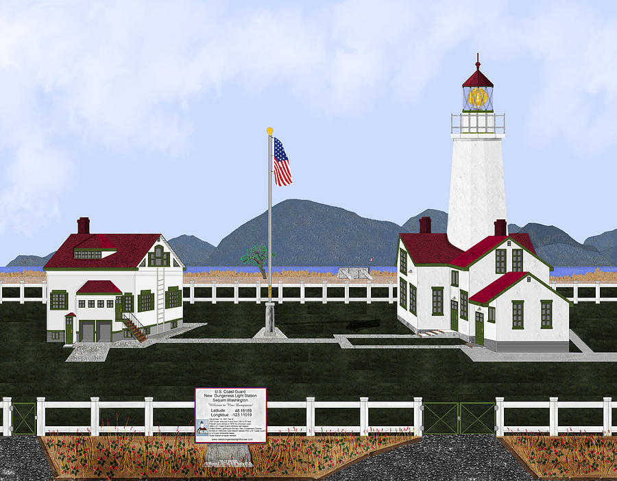 New Dungeness Lighthouse At Sequim Washington Painting
