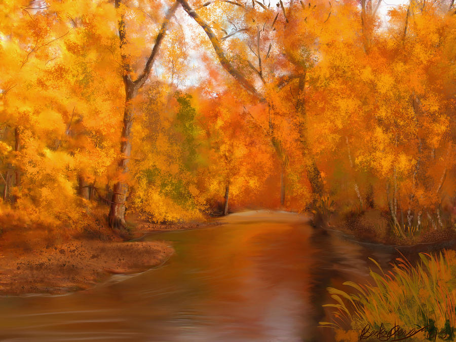 New England Autumn in the Woods Painting by Becky Herrera