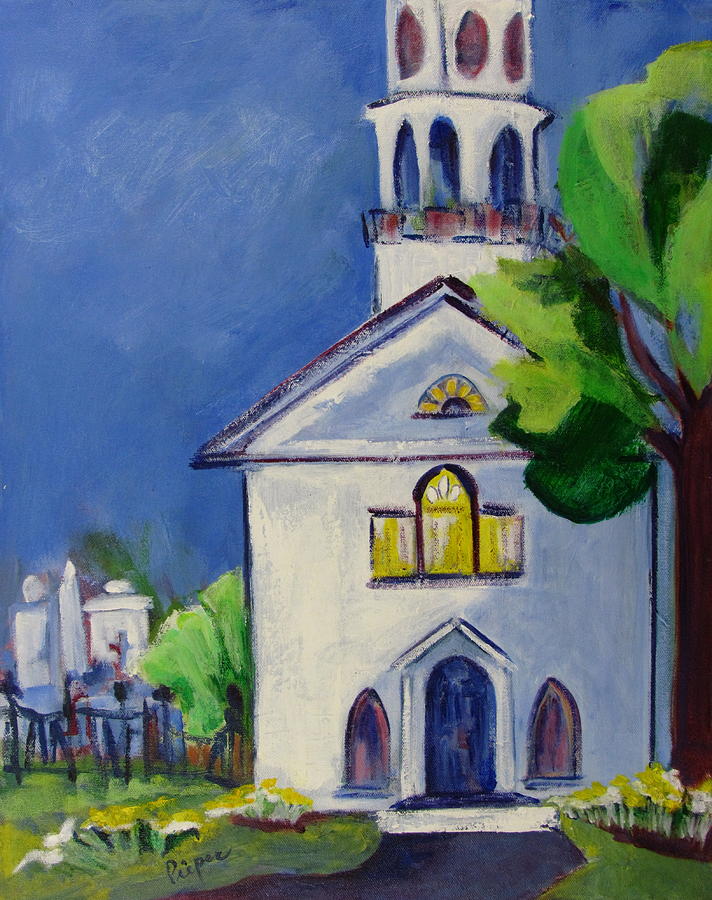 New England Church Painting by Betty Pieper