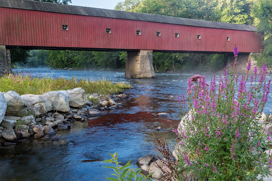 Summer Photograph - New England Covered Bridge Connecticut by Bill Wakeley