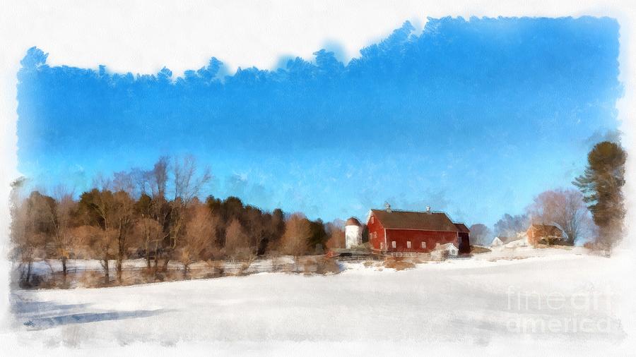 New England Farm Winter South Woodstock Vermont Painting by Edward Fielding