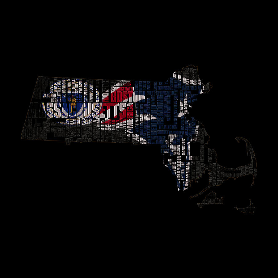 New England Patriots Typographic Map 03 Digital Art by Brian Reaves