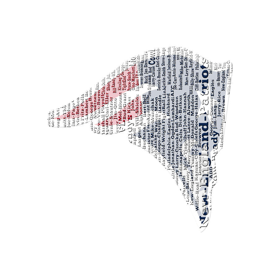New England Patriots Word Cloud 3c Mixed Media by Brian Reaves