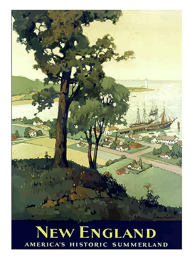 Nature Painting - New England, vintage travel poster by Long Shot