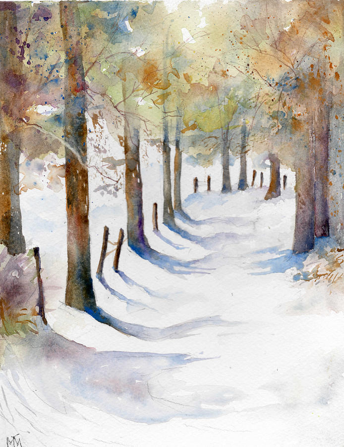 New England Winter Scene Painting by Maureen Moore
