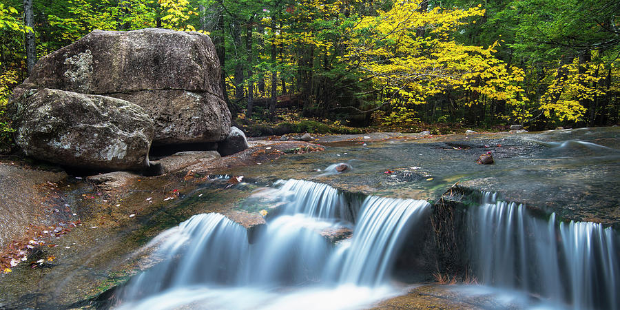 New Hampshire Dianas Bath Waterfalls in Fall Foliage Photograph by Ranjay Mitra