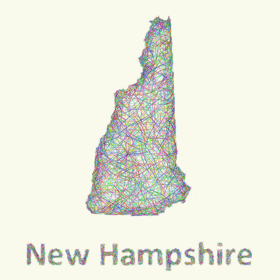 New Hampshire Map Digital Art - New Hampshire line art map by David Zydd