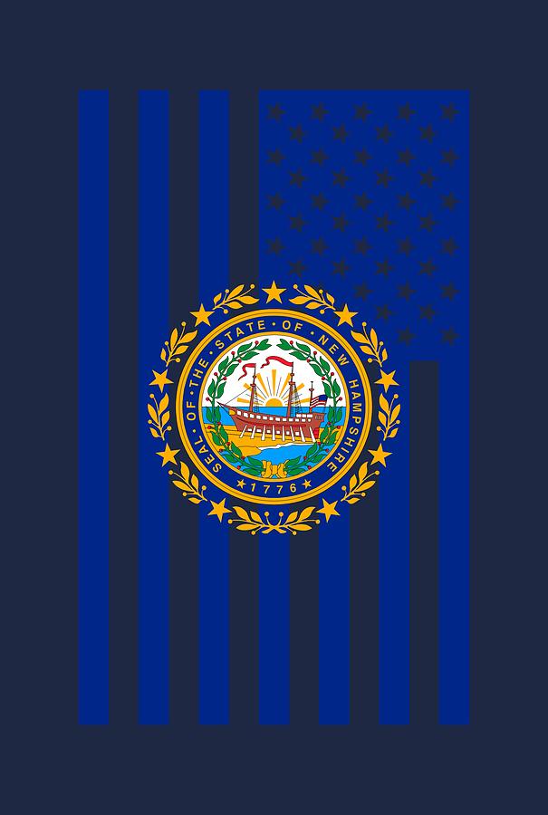 New Hampshire State Flag Graphic USA Styling Digital Art by Garaga Designs