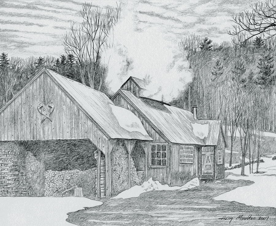 New Hampshire Sugarhouse Drawing by Harry Moulton
