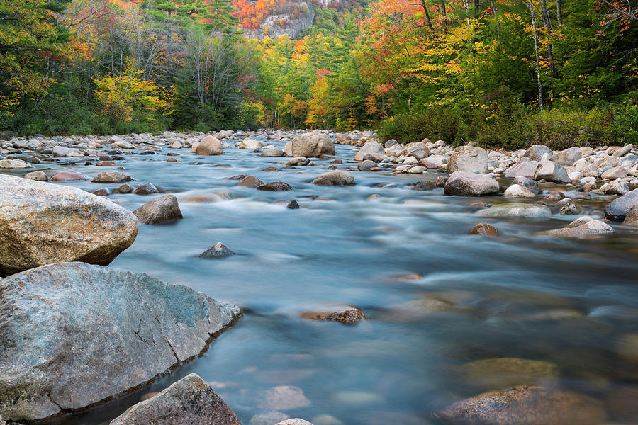 New Hampshire Swift River and Fall Foliage in Autumn Photograph by Ranjay Mitra
