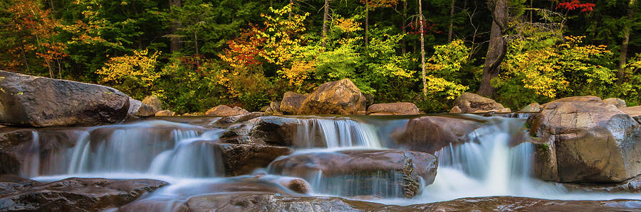 New Hampshire White Mountains Swift River Waterfall in Autumn with Fall Foliage Photograph by Ranjay Mitra