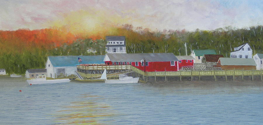 New Harbor Sunset Painting by Scott W White