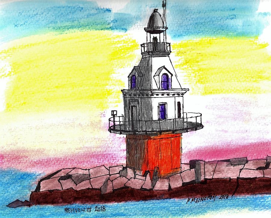 New Haven CT lighthouse Drawing by Paul Meinerth