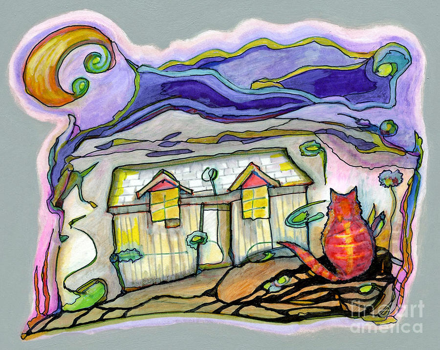 Cat Drawing - New Home by Joy Calonico