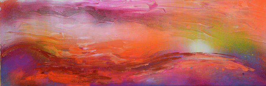 Abstract Acrylic Sunset Landscape New Horizon 2 By Soos Roxana Gabriela Art Print Painting