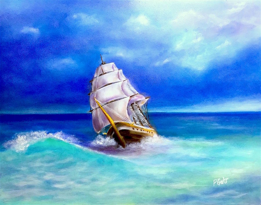 Tall Ship Painting - New Horizons by Dr Pat Gehr