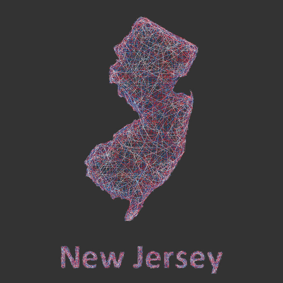 New Jersey Map Digital Art - New Jersey map by David Zydd