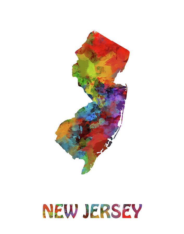New Jersey Map Watercolor Digital Art by Bekim M
