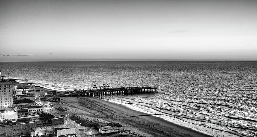 New Jersey Shore Atlantic City Ocean Black Wht  Photograph by Chuck Kuhn