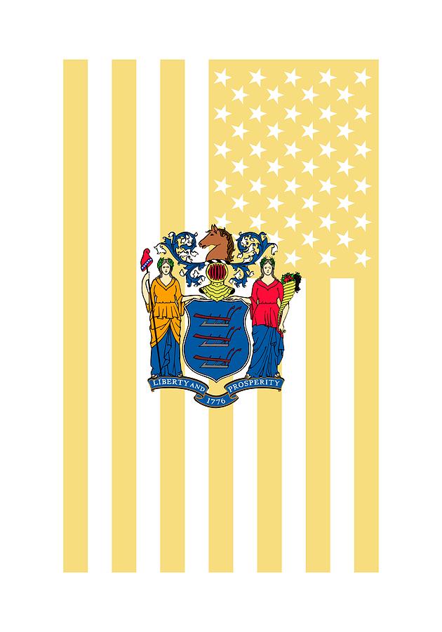 New Jersey State Flag Graphic USA Styling Digital Art by Garaga Designs