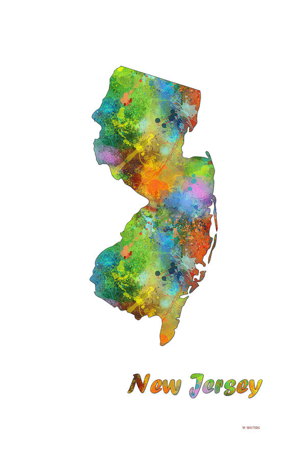 New Jersey State Map Digital Art by Marlene Watson