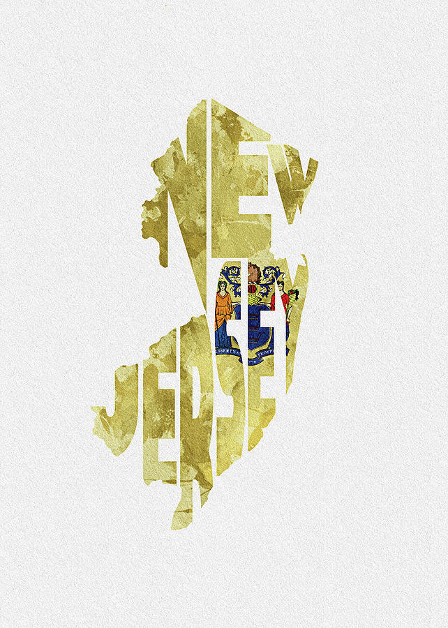 New Jersey Typographic Map Flag Digital Art by Inspirowl Design
