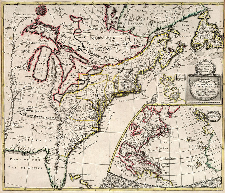 New Map Of The English Empire In America Painting by John Senex