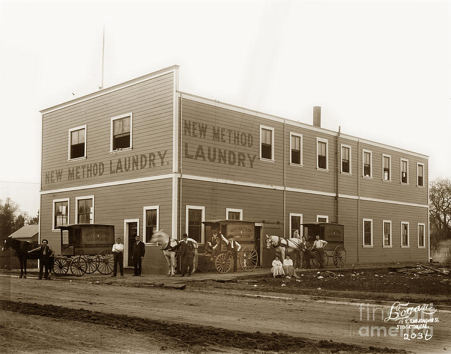 New Photograph - New Method Laundry Stockton Calif. Logan Photo 1890 by Monterey County Historical Society