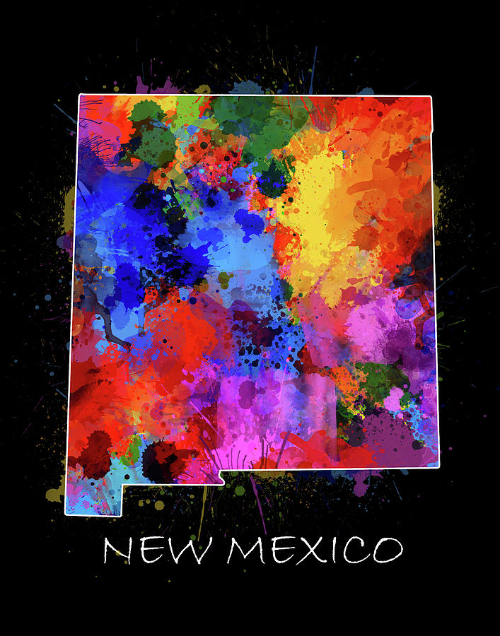 New Mexico Map Color Splatter 2 Digital Art by Bekim M - Pixels