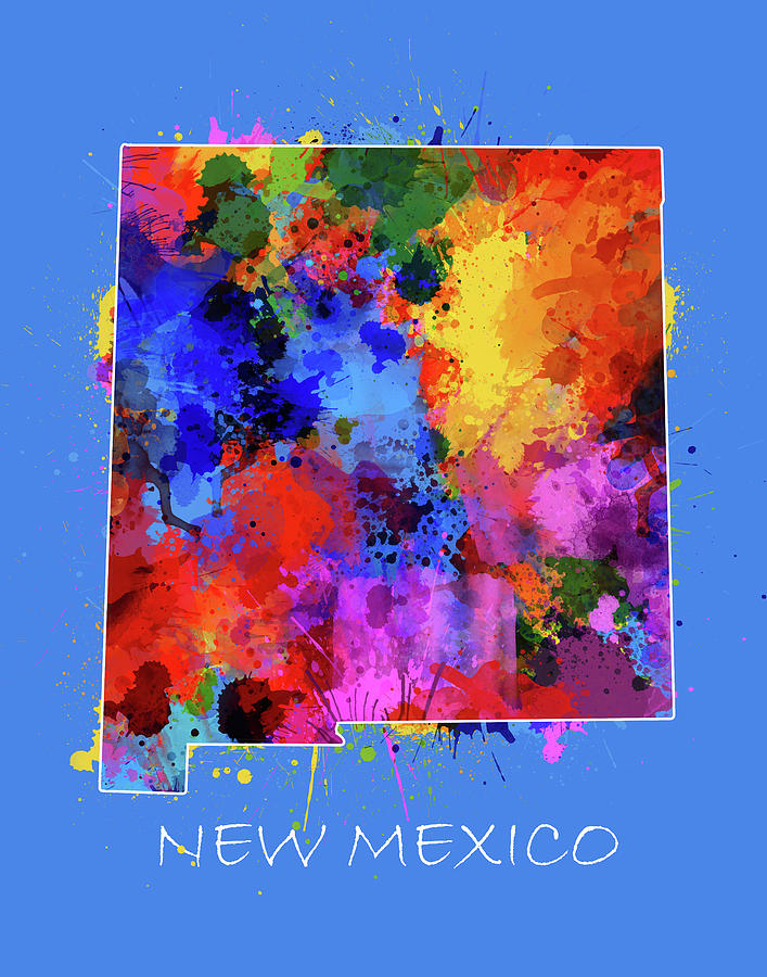 New Mexico Map Color Splatter 3 Digital Art by Bekim M