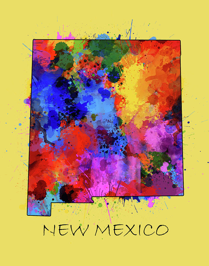 New Mexico Map Color Splatter 4 Digital Art by Bekim M