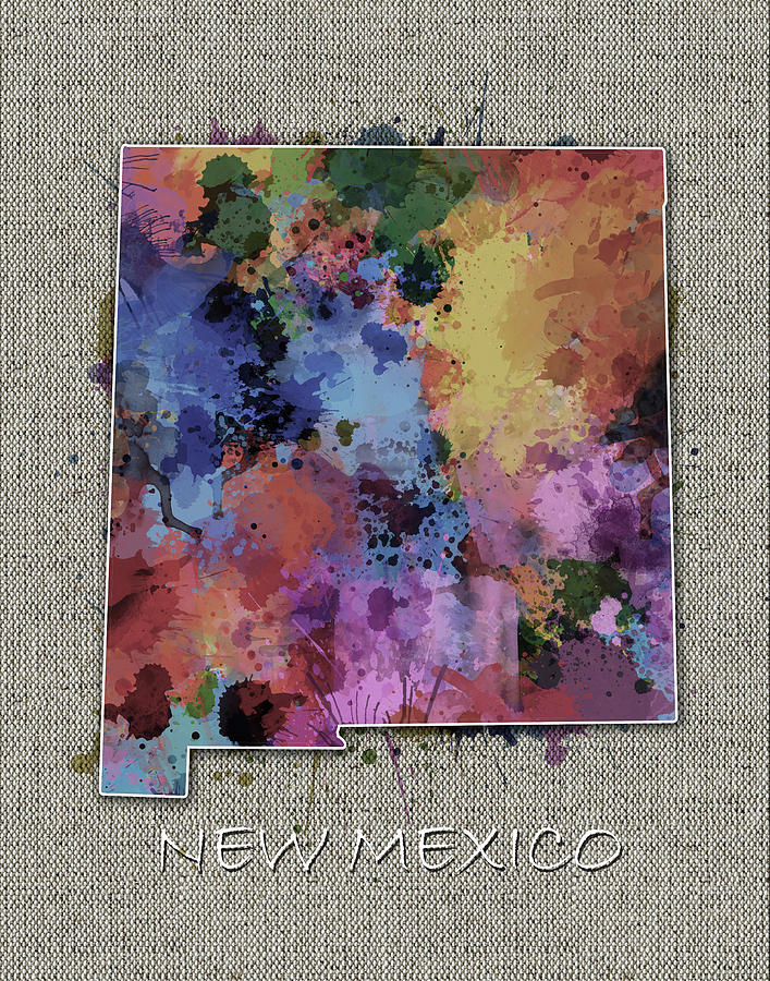 New Mexico Map Color Splatter 5 Digital Art by Bekim M