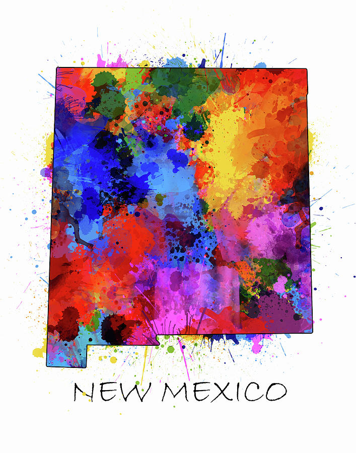 New Mexico Map Color Splatter  Digital Art by Bekim M