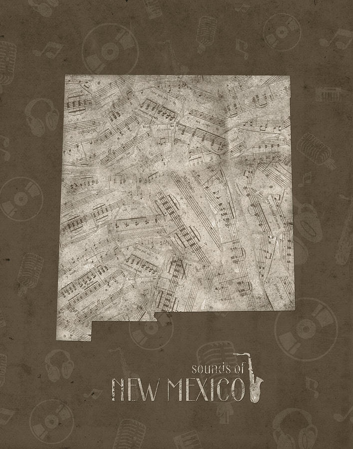 New Mexico Map Music Notes 3 Photograph