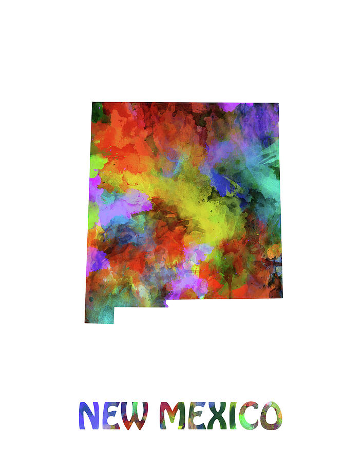 New Mexico Map Watercolor Digital Art by Bekim M