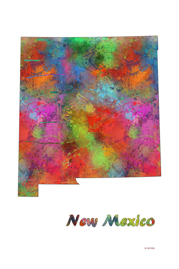 New Mexico State Map Digital Art by Marlene Watson