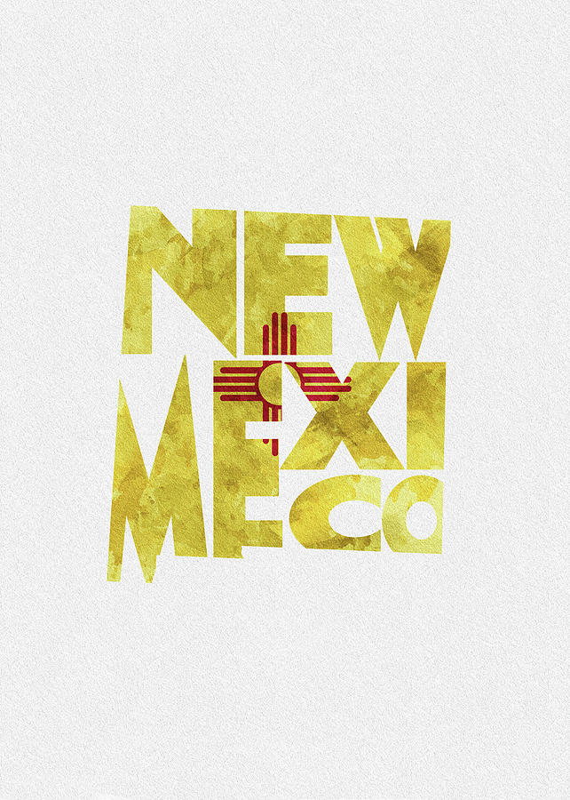 New Mexico Typographic Map Flag Digital Art by Inspirowl Design