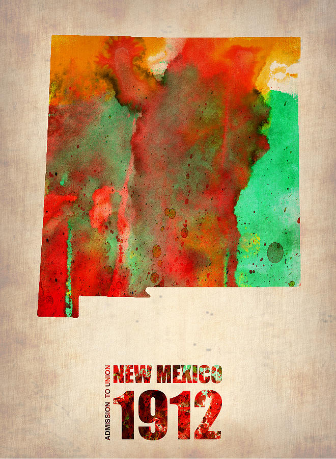 New Mexico Map Painting - New Mexico Watercolor Map by Naxart Studio