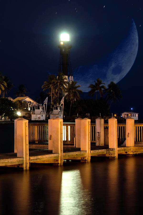 New Moon At Hillsboro Inlet Lighthouse Photograph by Wolfgang Stocker