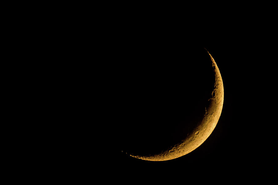 New Moon On Dark Sky Photograph by Alex Grichenko