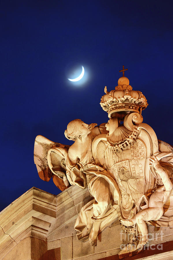 New Moon over the Alcala Gate Madrid Photograph by James Brunker