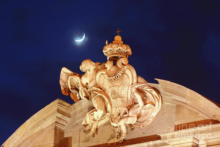 New Moon over the Puerta de Alcala Madrid Photograph by James Brunker