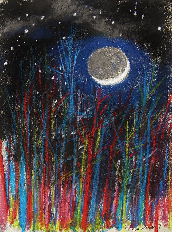 Tree Pastel - New Moon Through Red and Blue by John Williams