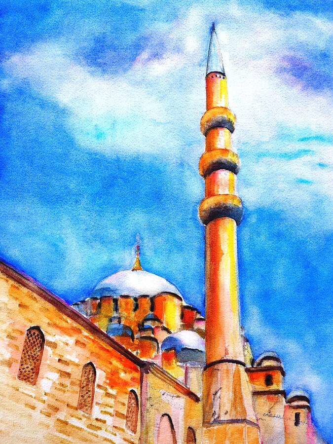 New Mosque Istanbul Painting by Carlin Blahnik CarlinArtWatercolor