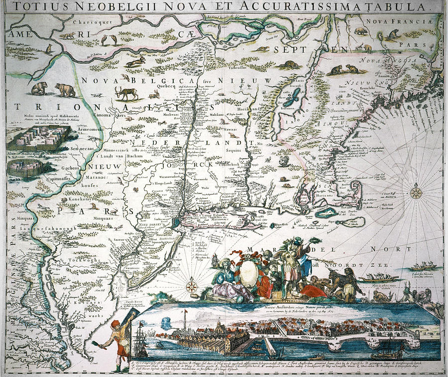 New Netherland Map Photograph by Granger